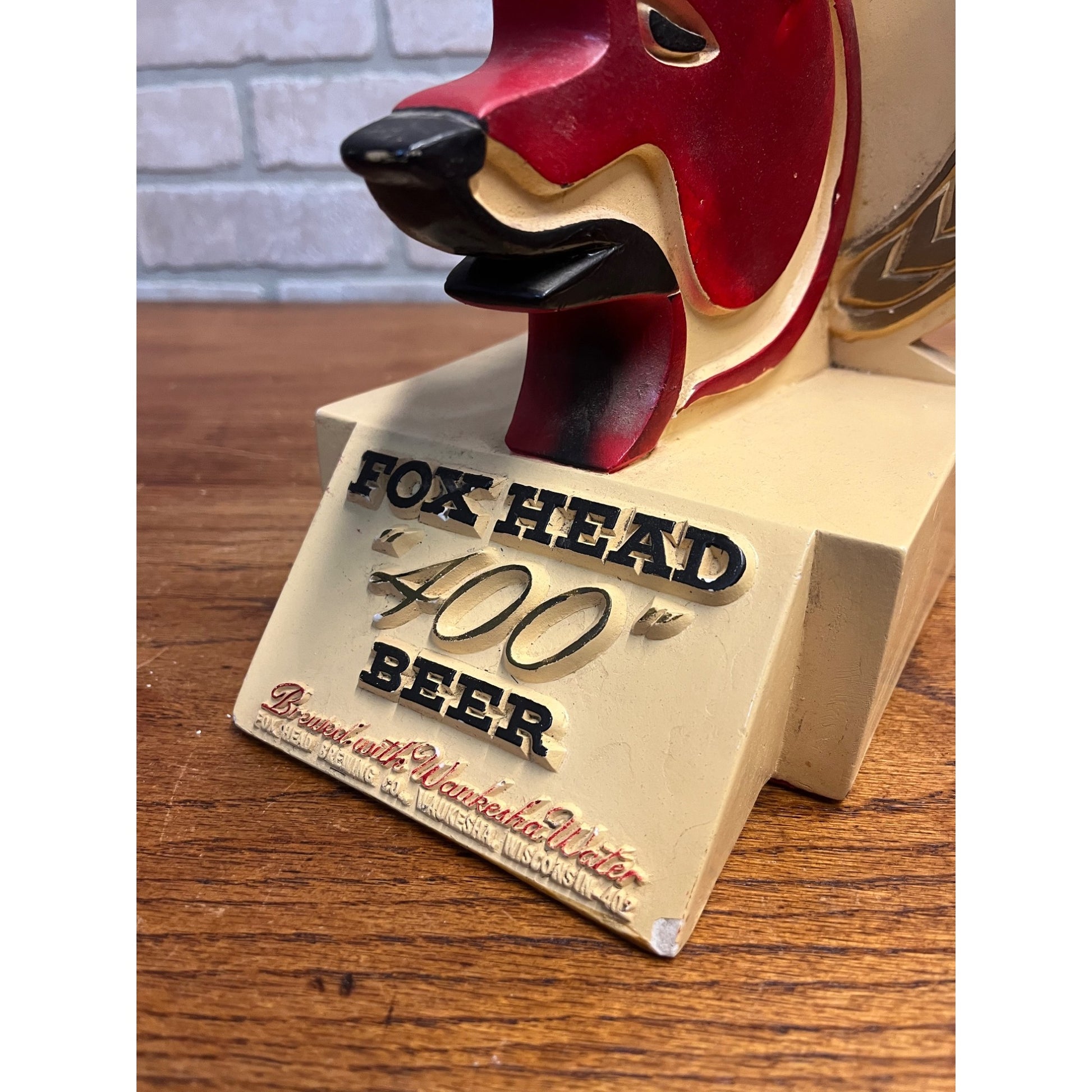 Vintage Fox Head 400 Beer Brewery Ceramic Store Display Waukesha Wisconsin