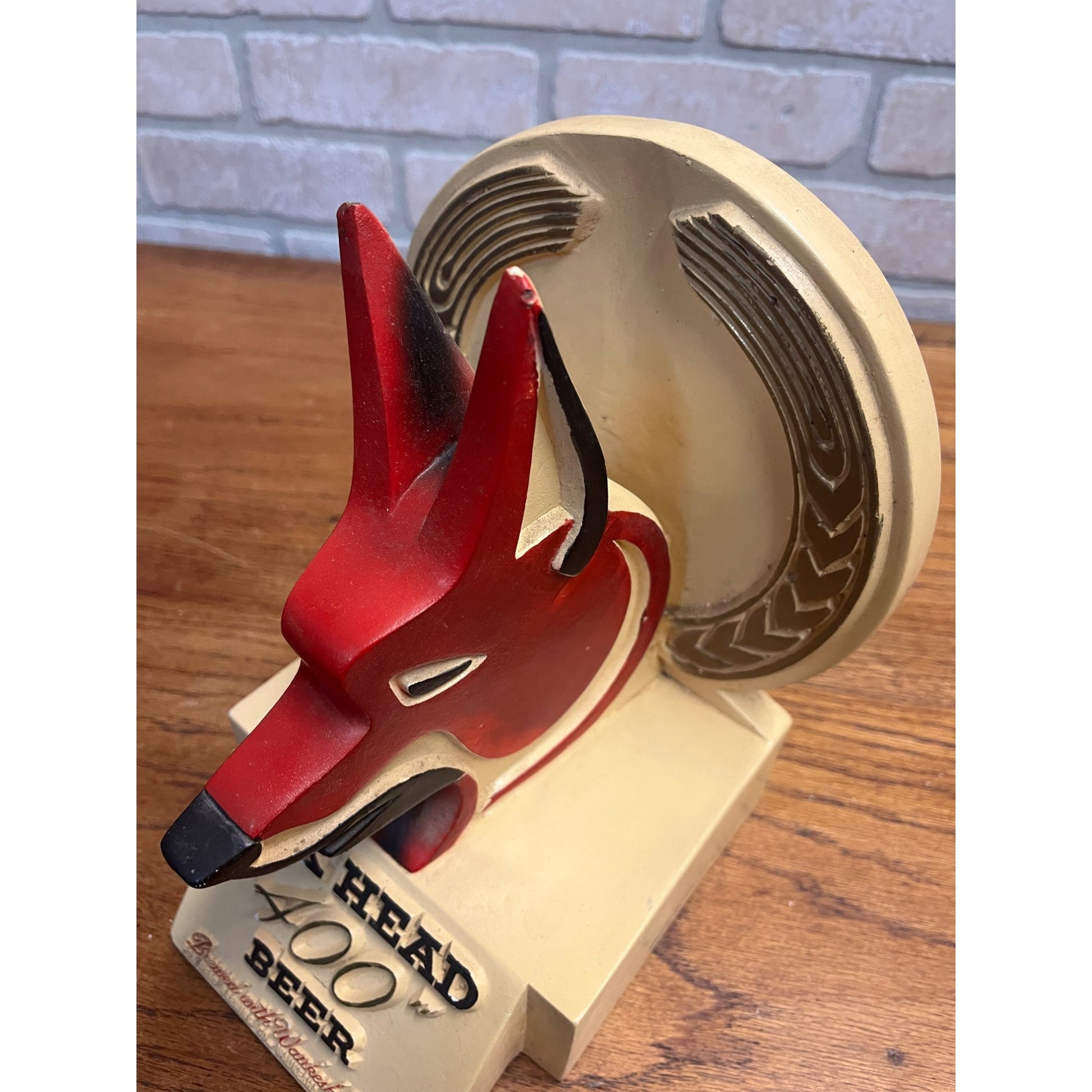 Vintage Fox Head 400 Beer Brewery Ceramic Store Display Waukesha Wisconsin