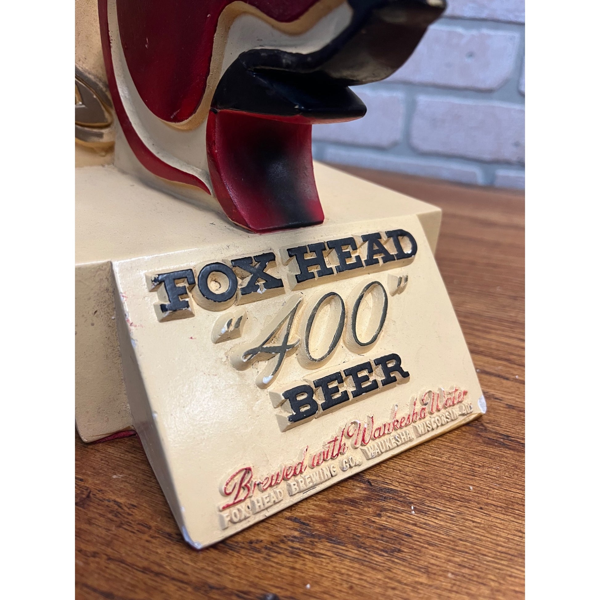 Vintage Fox Head 400 Beer Brewery Ceramic Store Display Waukesha Wisconsin