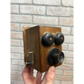 1960s Wood Wall Mount Telephone Look Crank Pencil Sharpener by Silvercraft
