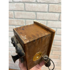 1960s Wood Wall Mount Telephone Look Crank Pencil Sharpener by Silvercraft