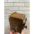 1960s Wood Wall Mount Telephone Look Crank Pencil Sharpener by Silvercraft