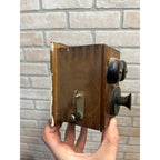 1960s Wood Wall Mount Telephone Look Crank Pencil Sharpener by Silvercraft
