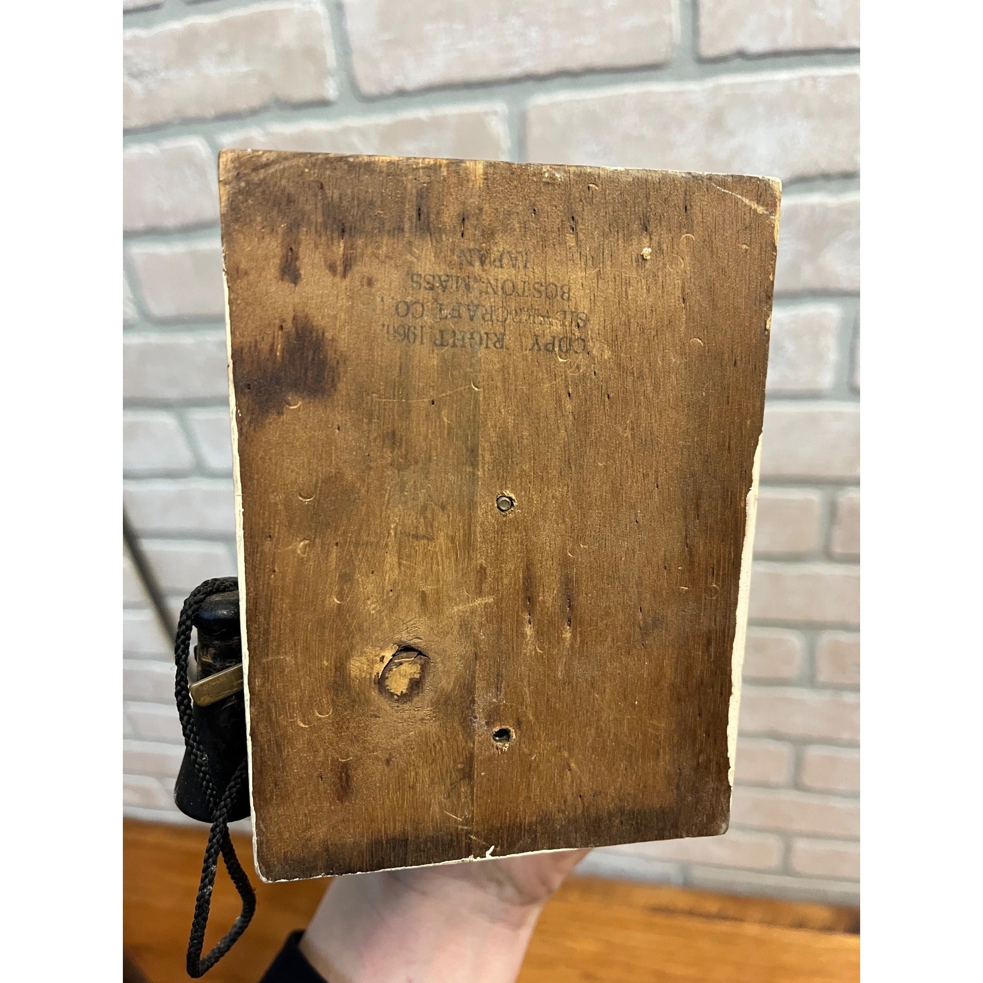 1960s Wood Wall Mount Telephone Look Crank Pencil Sharpener by Silvercraft