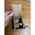 1960s Wood Wall Mount Telephone Look Crank Pencil Sharpener by Silvercraft