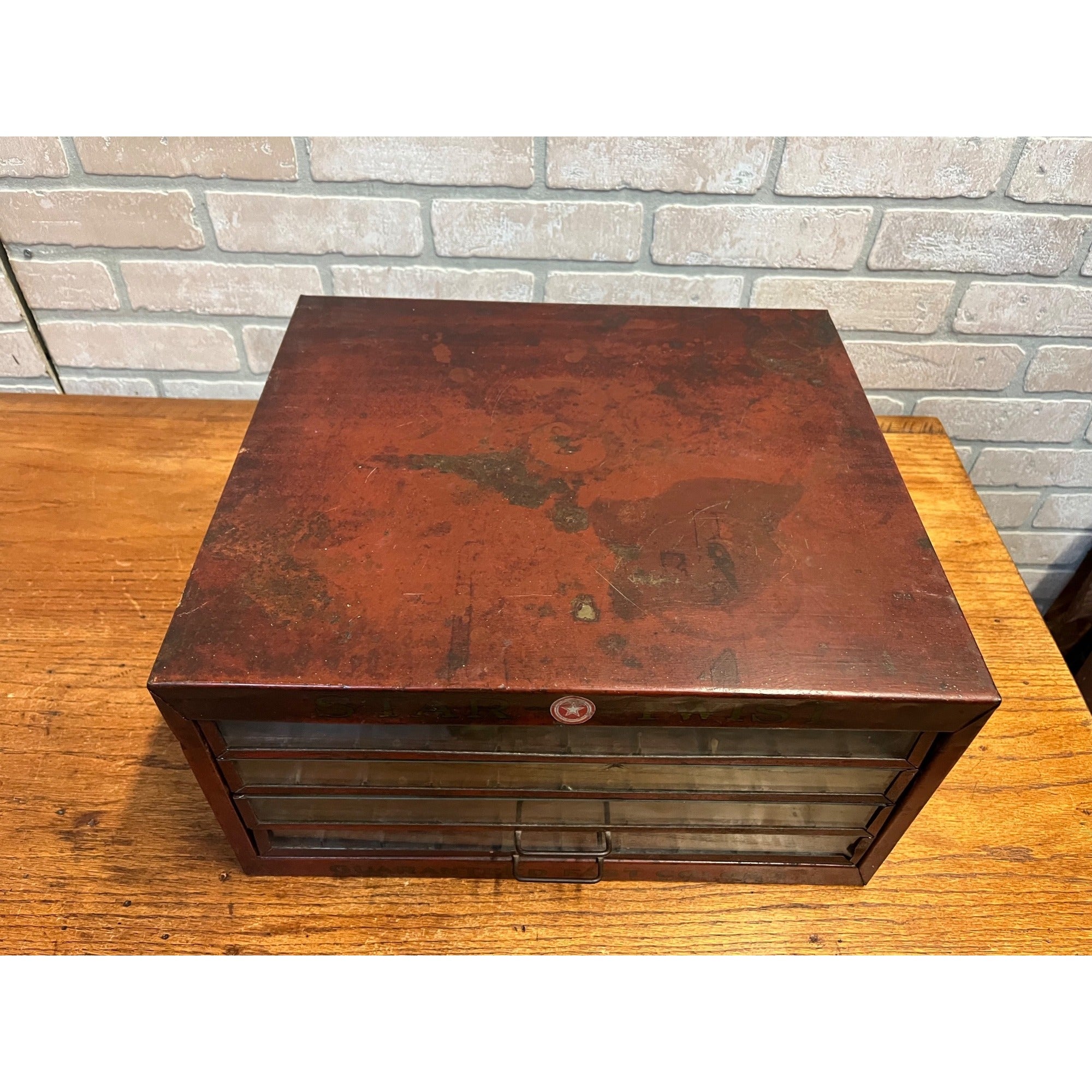 Vintage Star Twist Sewing Thread Spool Advertising Display Cabinet 4 Drawer