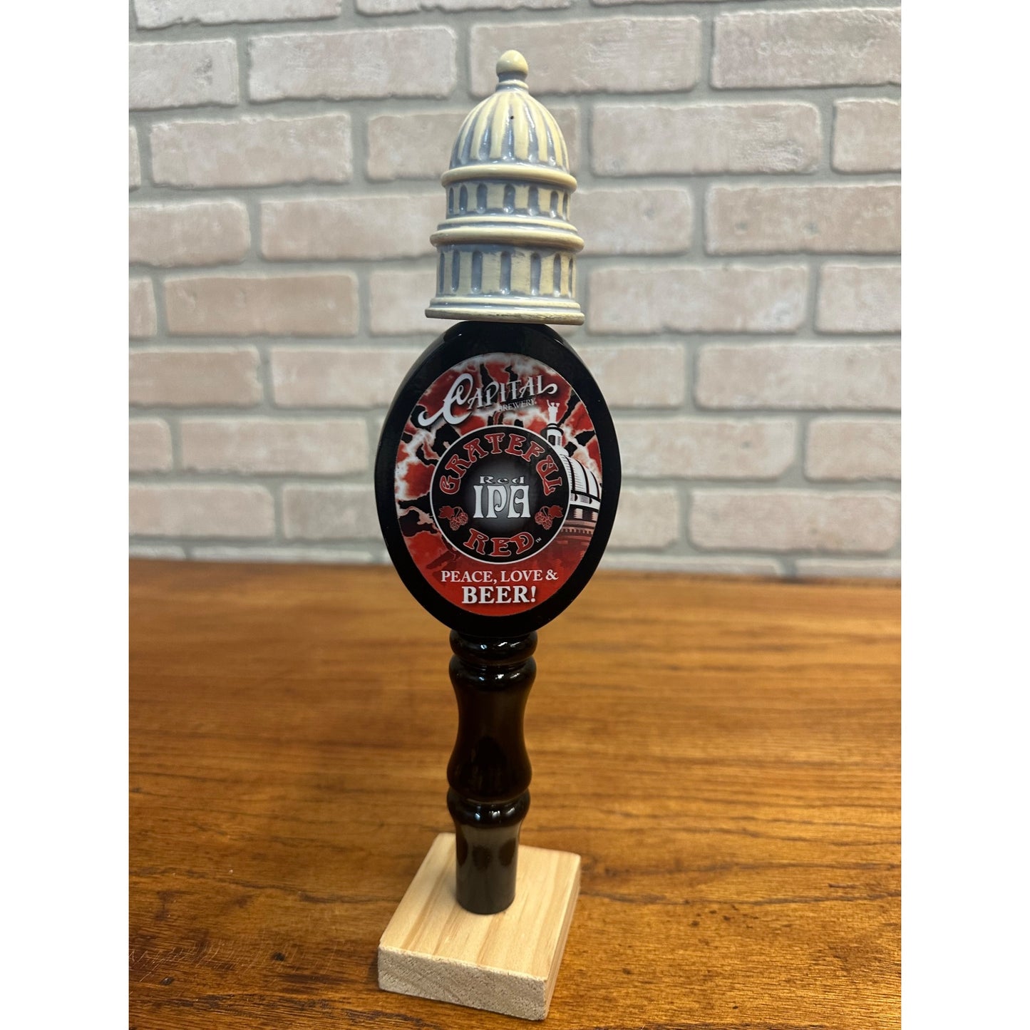 Vintage Capital Brewery Wisconsin Beer 12.5" Tap Handle Grateful Red IPA