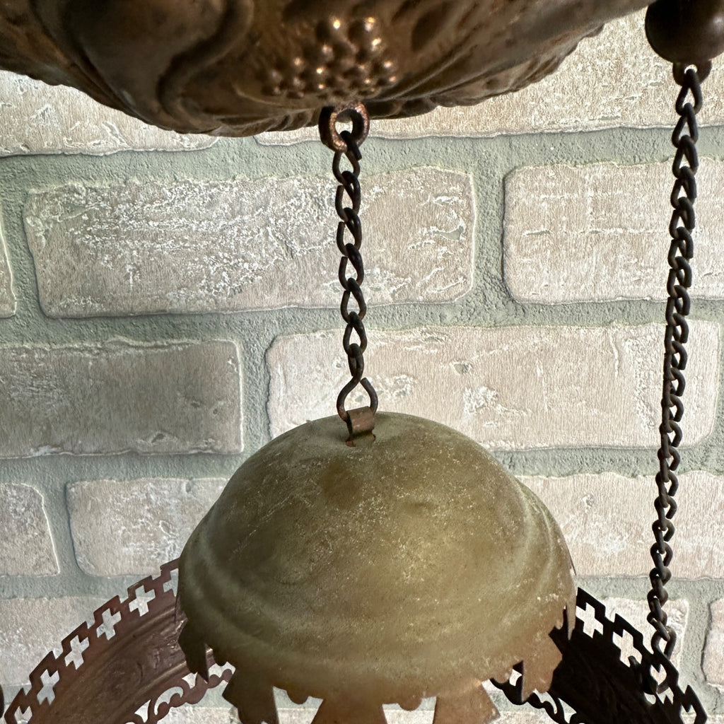 Antique Victorian Hanging Oil Kerosene Lamp w/ Ruby Burmese Shade Uranium Glows!