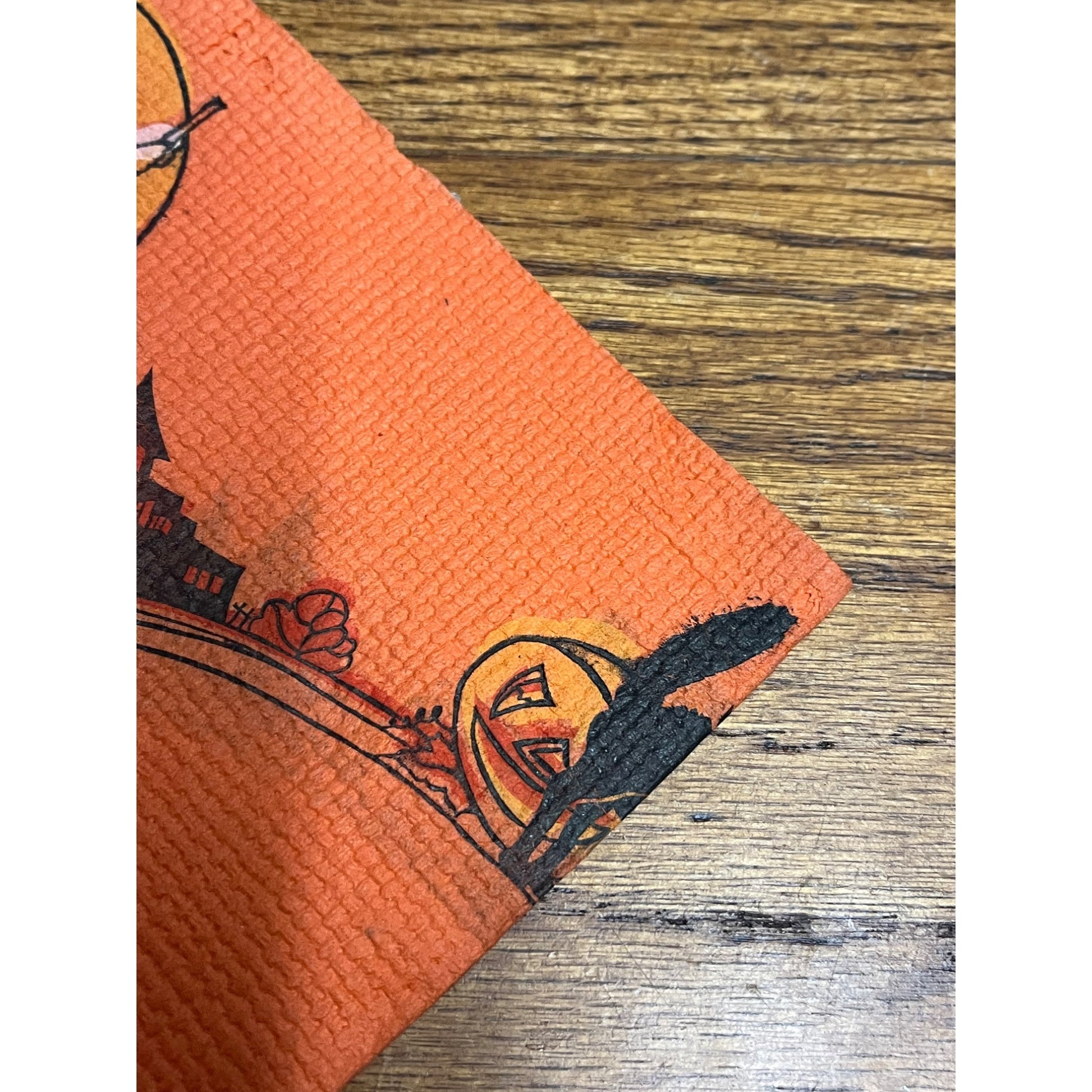 Vintage 1930s Halloween Dennison Crepe Paper Napkin Flying Witch Art Deco JOL