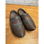 Antique Primitive Wooden Clogs Shoes Folk Art Hand Carved Wood Dutch