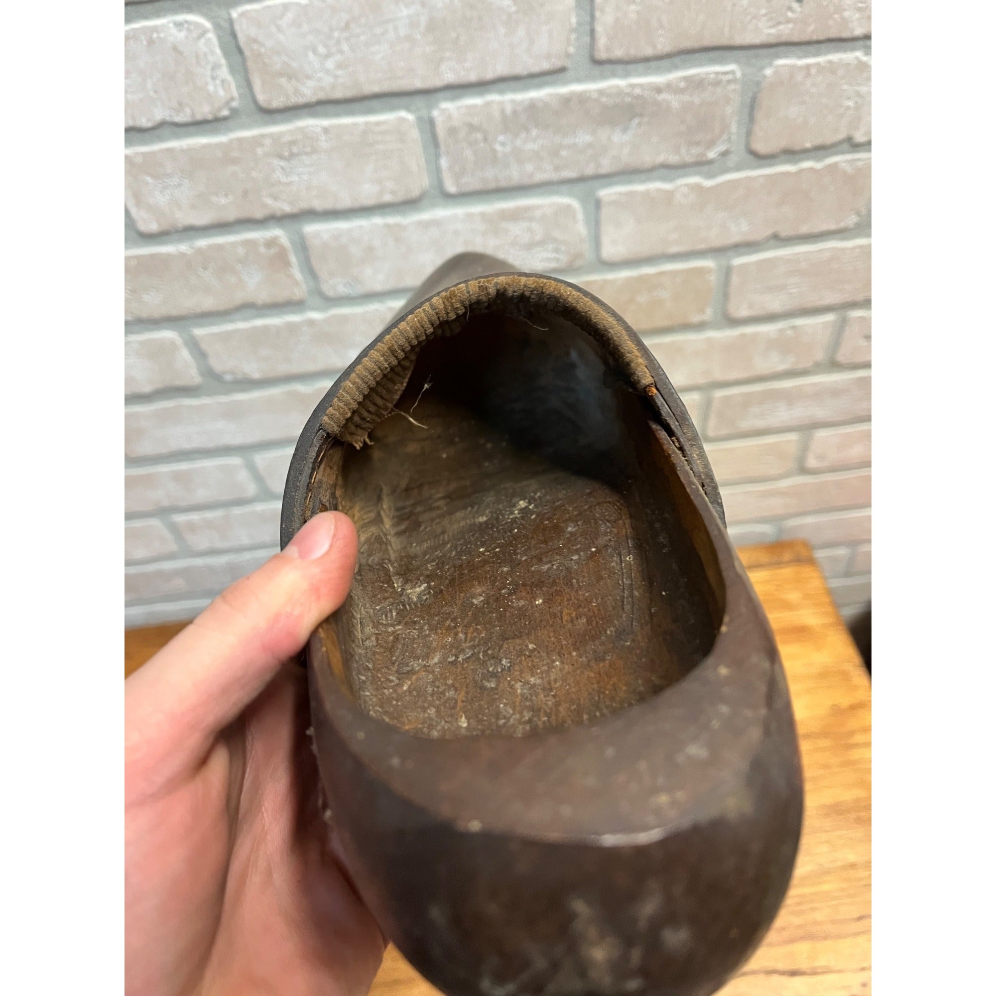 Antique Primitive Wooden Clogs Shoes Folk Art Hand Carved Wood Dutch