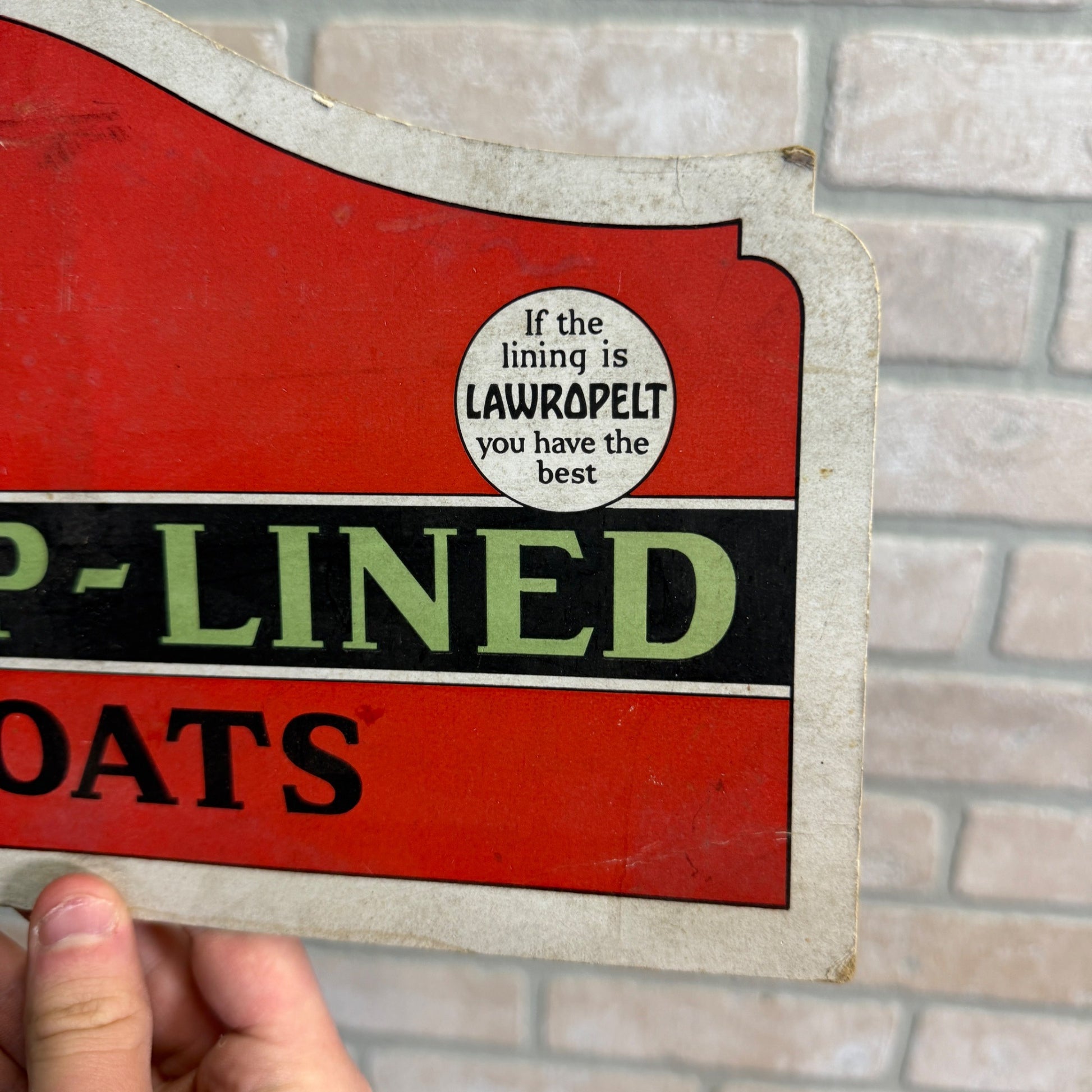 Vintage Easel-Back Cardstock Sign Sheep-Lined Coats Lawropelt