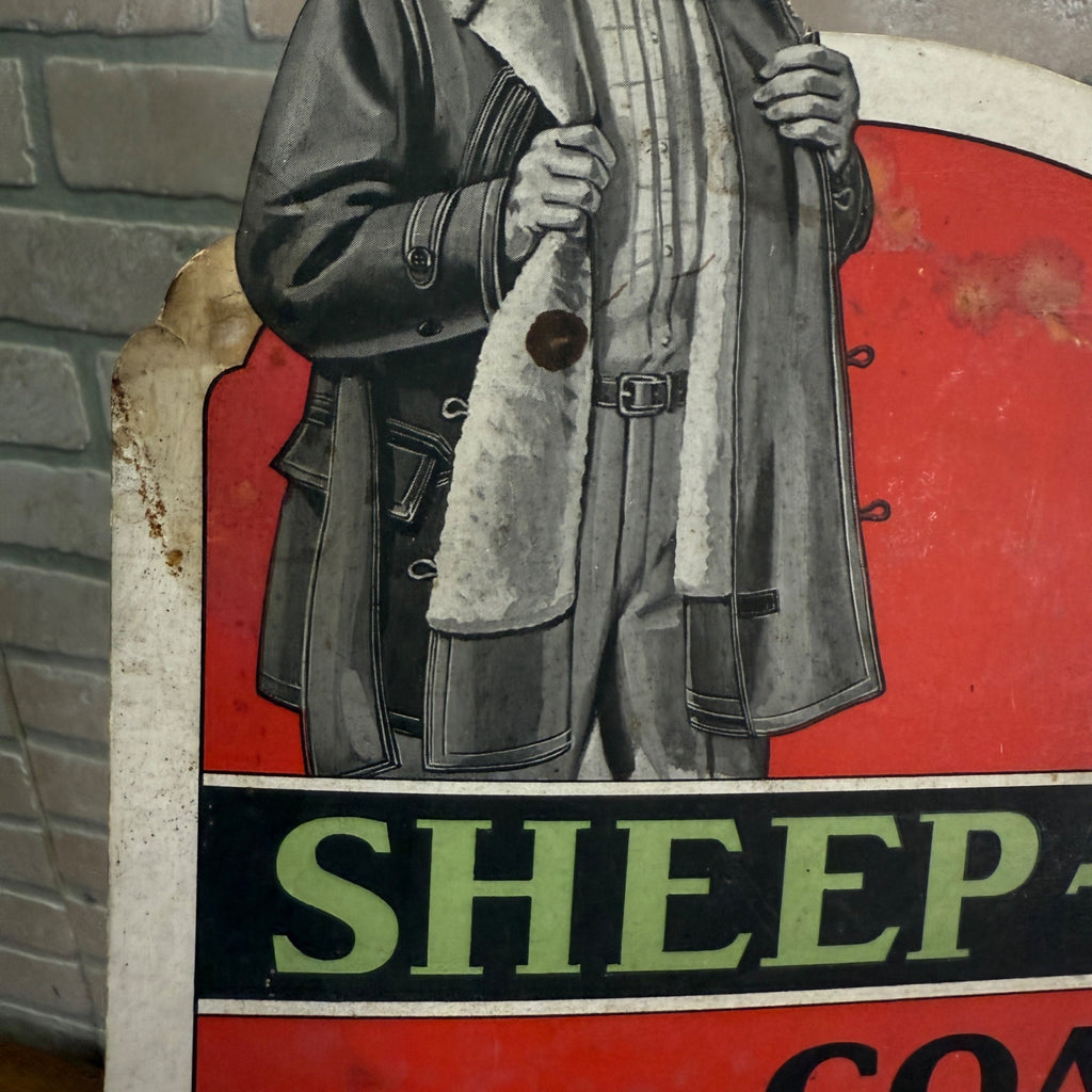 Vintage Easel-Back Cardstock Sign Sheep-Lined Coats Lawropelt