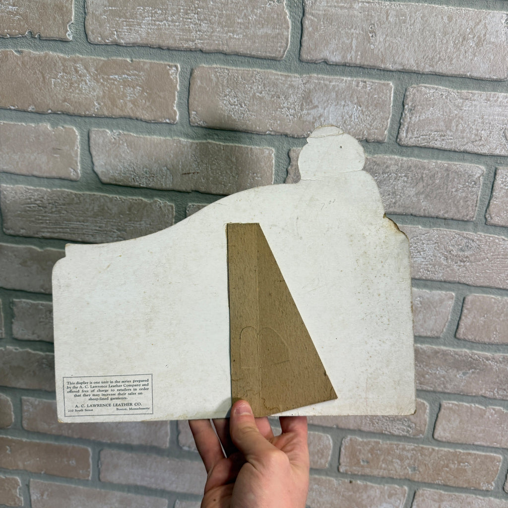 Vintage Easel-Back Cardstock Sign Sheep-Lined Coats Lawropelt