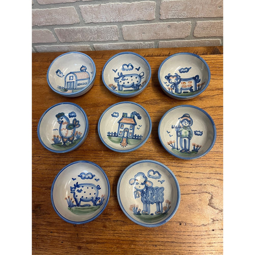 Vintage MA Hadley Mid Century American Pottery Farm Animals Fruit Dessert Bowls Lot 8