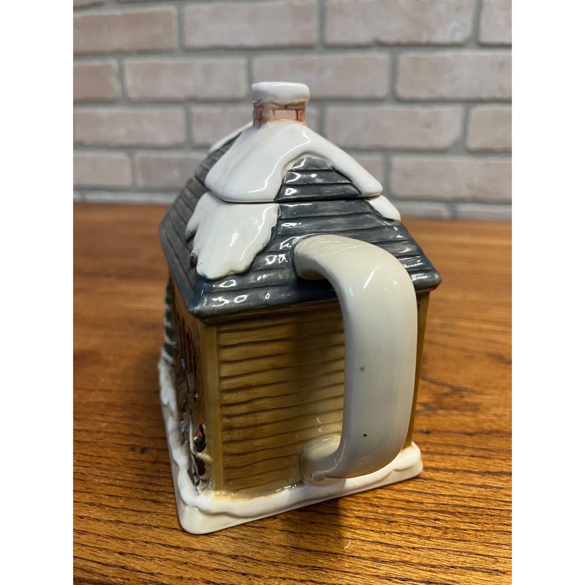 Vintage Otagiri Holiday House Teapot Ceramic Christmas Snow Covered Cabin