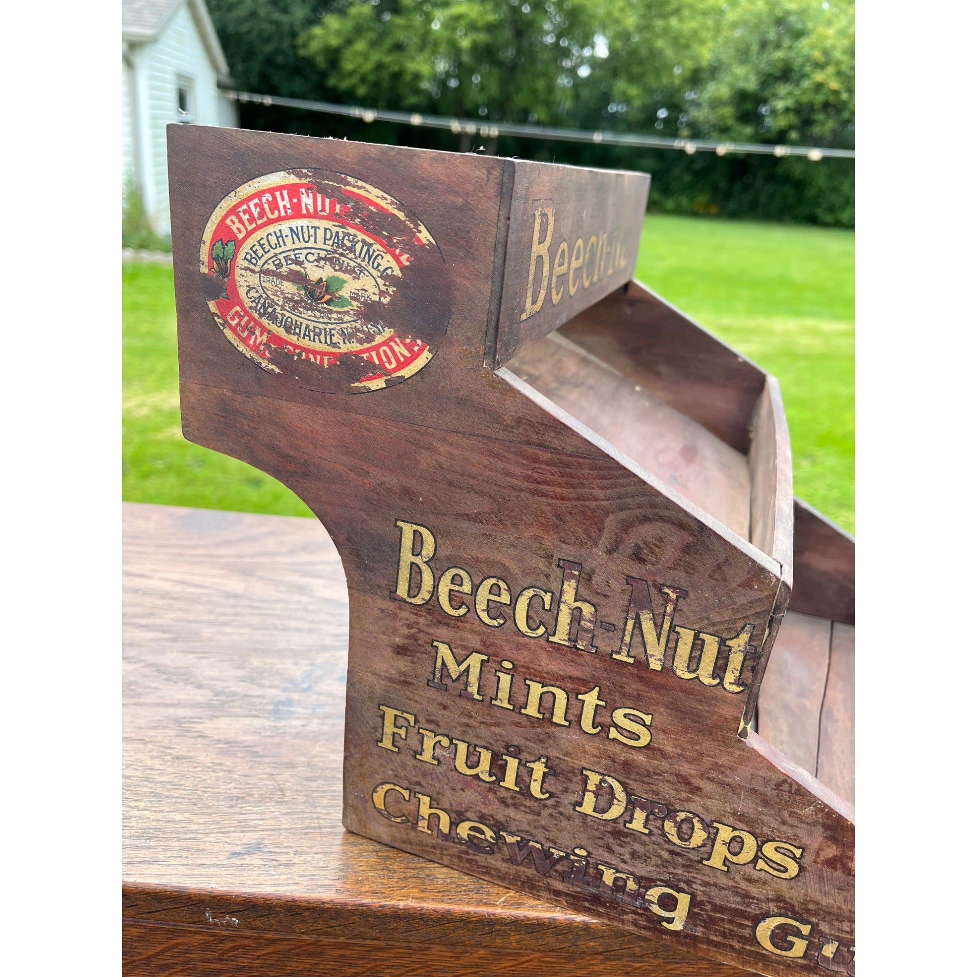 Vintage 1930s Beech-Nut Mints & Fruit Drops Wooden Store Display Rack
