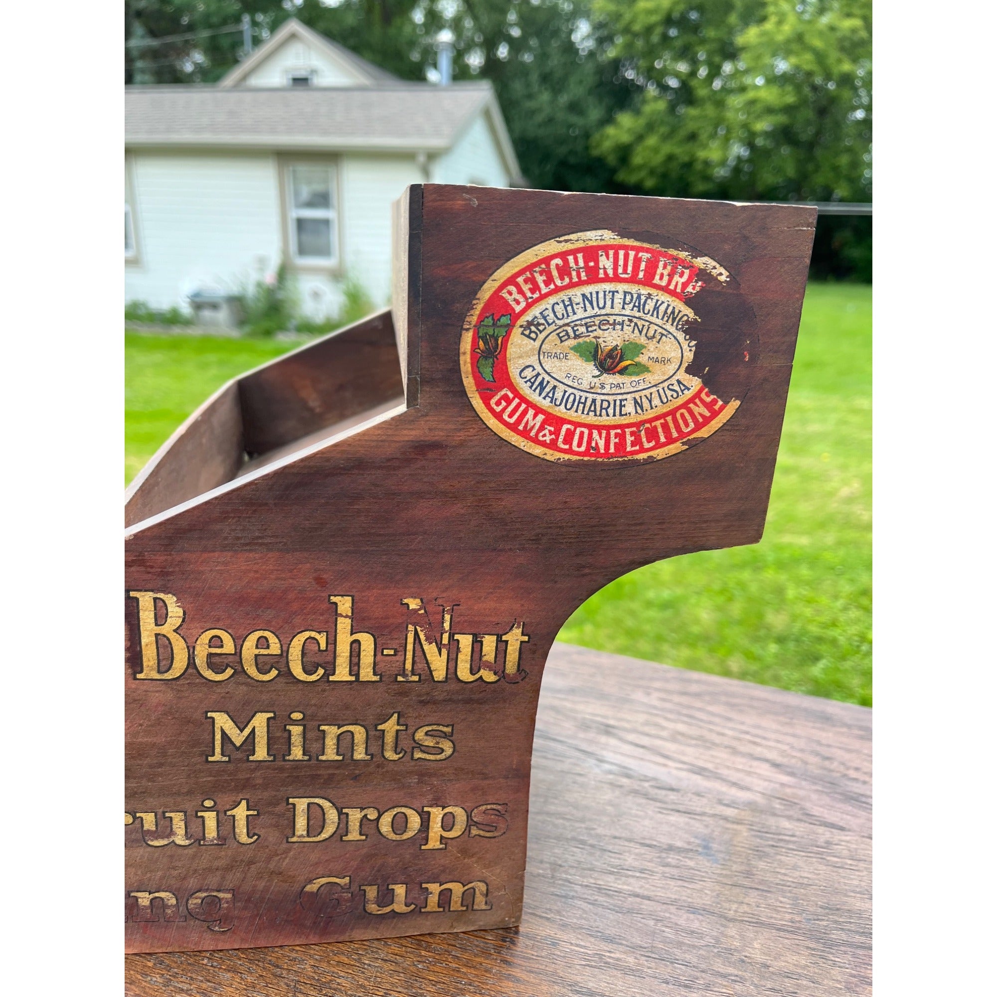 Vintage 1930s Beech-Nut Mints & Fruit Drops Wooden Store Display Rack