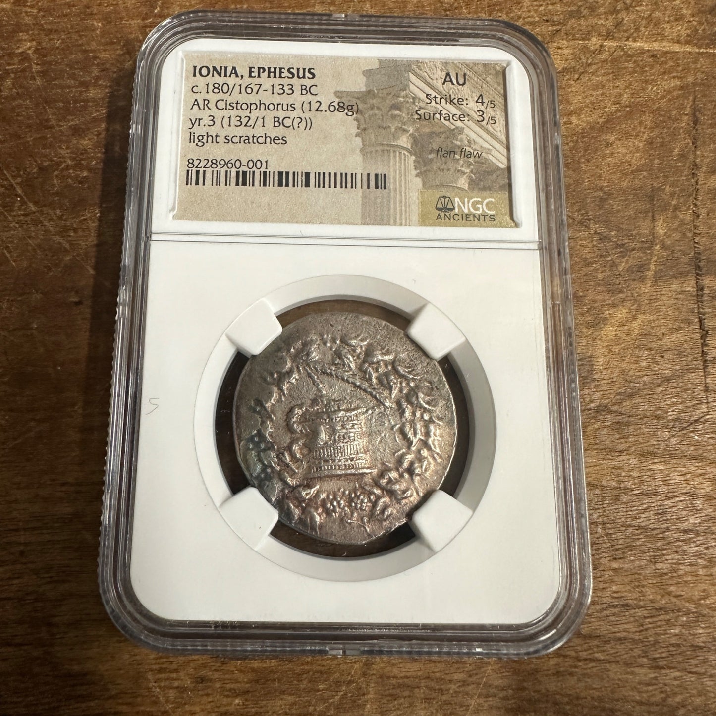 AR CISTOPHORUS c. 180/167-133 B.C. IONIA EPHESUS NGC AU 4/5 3/5 RARE 12.68g