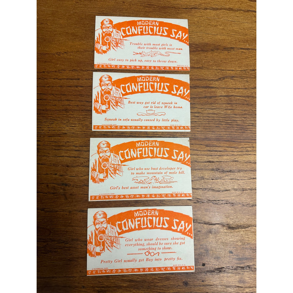 Vintage 1930s Modern Confucius Says... Mutoscope Exhibit Cards Funny Comedic