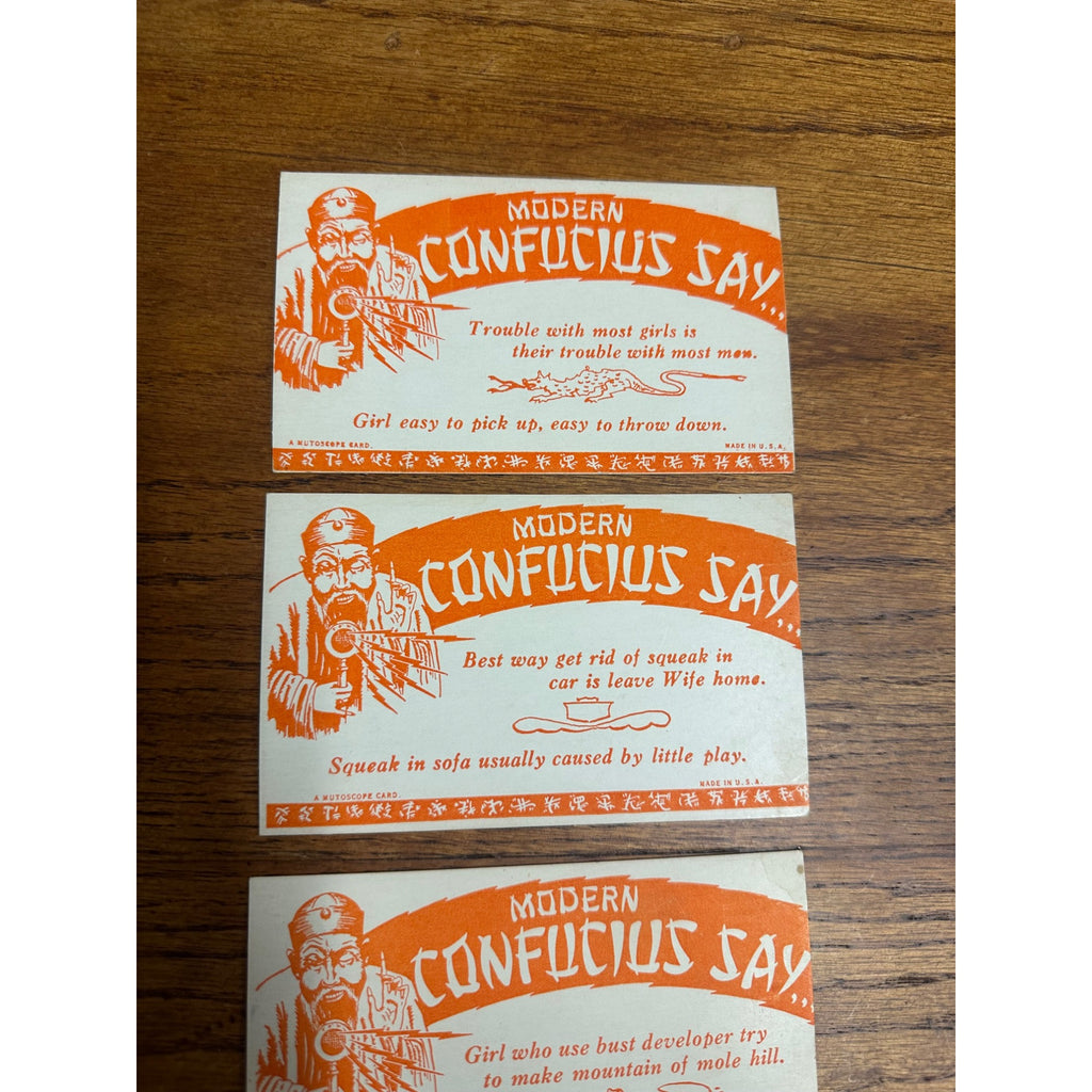 Vintage 1930s Modern Confucius Says... Mutoscope Exhibit Cards Funny Comedic