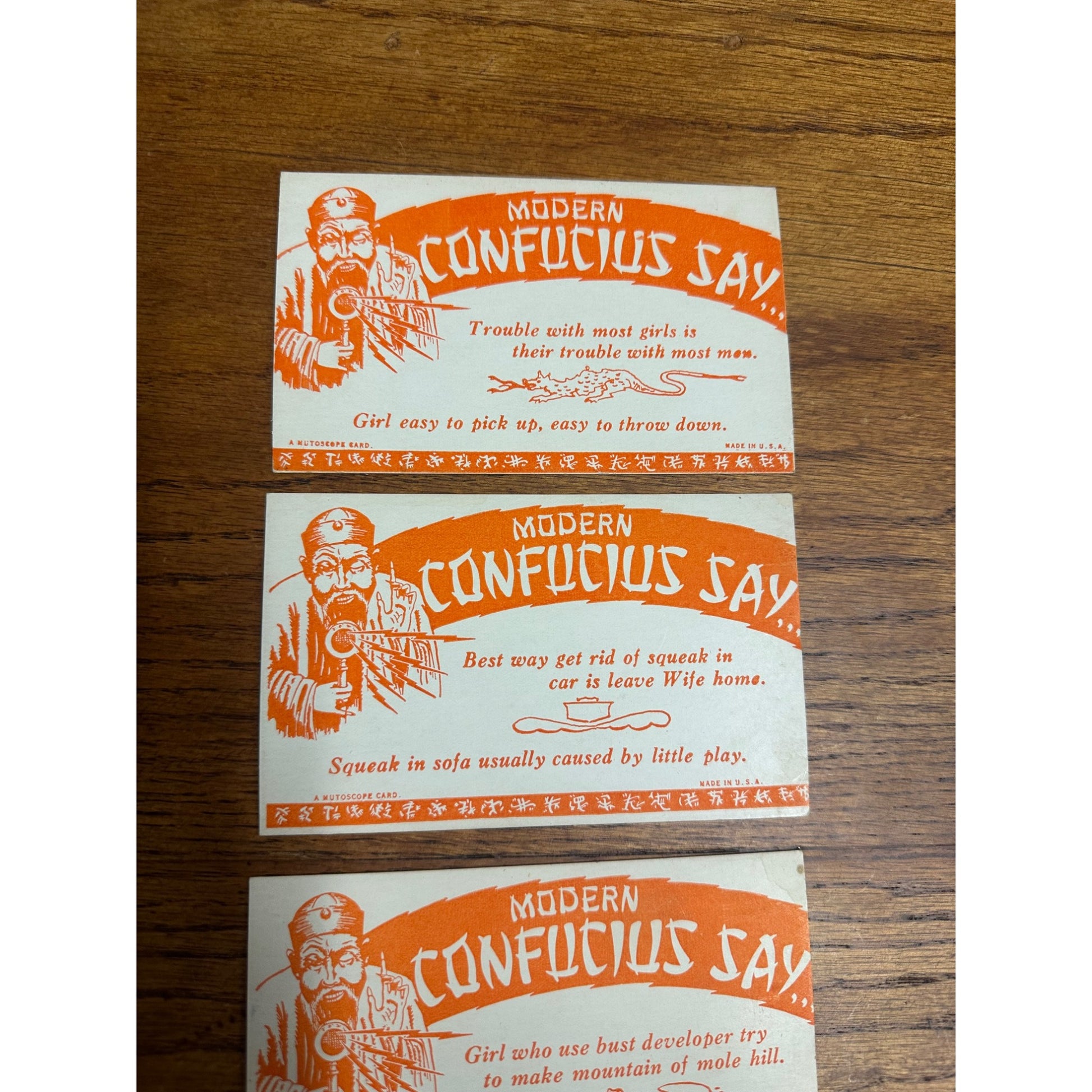 Vintage 1930s Modern Confucius Says... Mutoscope Exhibit Cards Funny Comedic