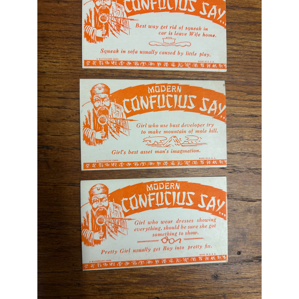 Vintage 1930s Modern Confucius Says... Mutoscope Exhibit Cards Funny Comedic