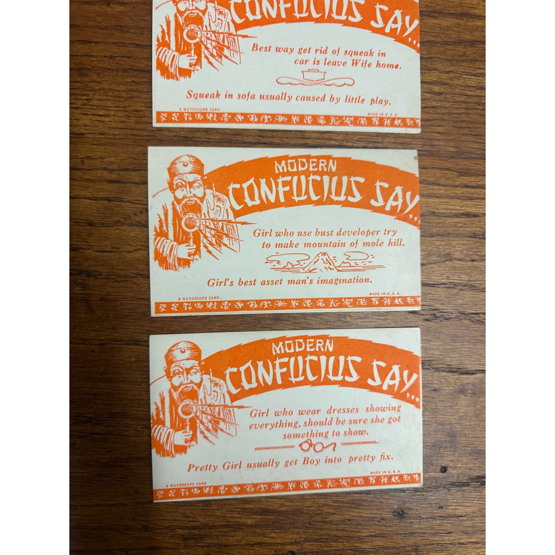 Vintage 1930s Modern Confucius Says... Mutoscope Exhibit Cards Funny Comedic