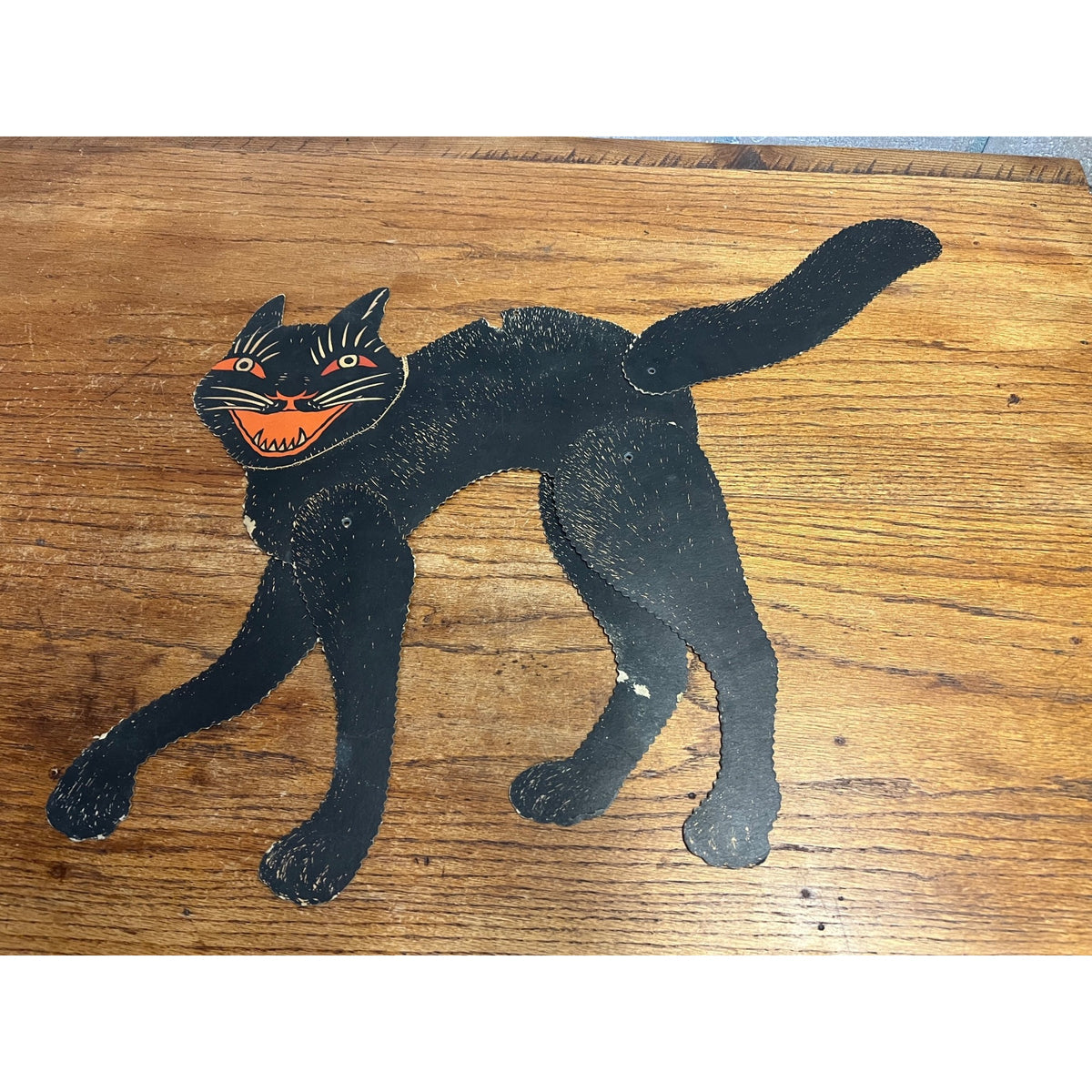 Vintage Halloween 1930s Diecut Jointed Black Cat Beistle USA Decoration