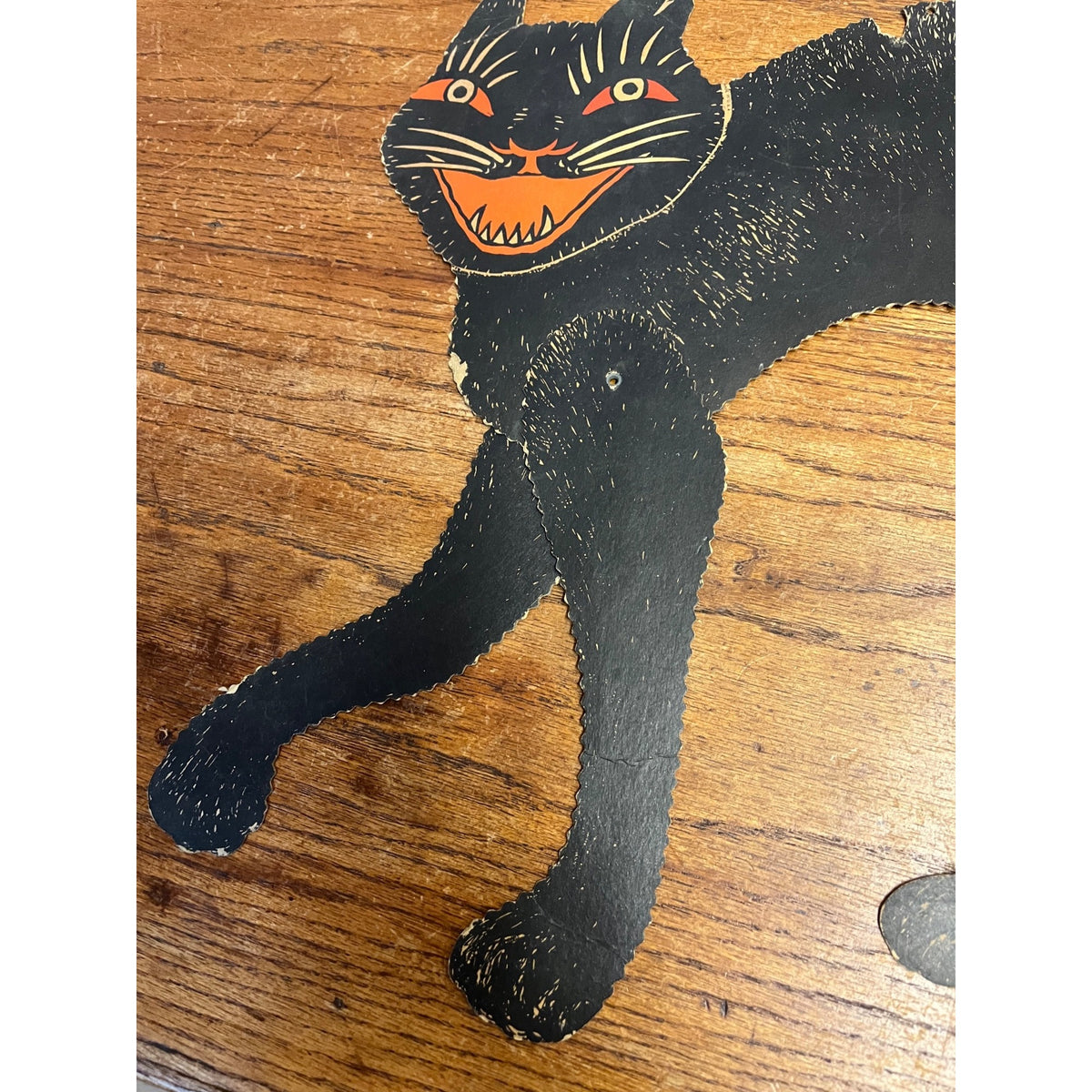 Vintage Halloween 1930s Diecut Jointed Black Cat Beistle USA Decoration