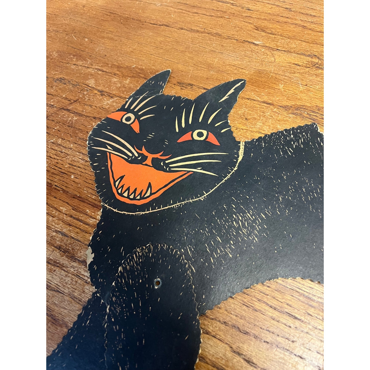 Vintage Halloween 1930s Diecut Jointed Black Cat Beistle USA Decoration