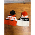 Pair Baltimore Orioles Winter Hats Pom Pom Orange White Black