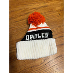 Pair Baltimore Orioles Winter Hats Pom Pom Orange White Black