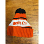 Pair Baltimore Orioles Winter Hats Pom Pom Orange White Black