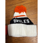 Pair Baltimore Orioles Winter Hats Pom Pom Orange White Black