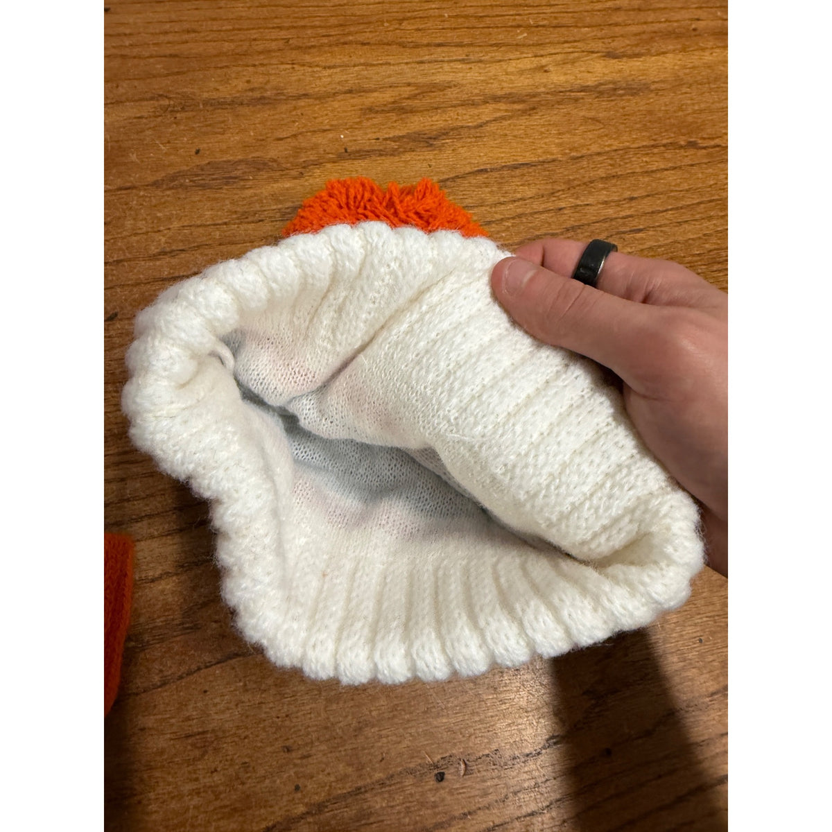 Pair Baltimore Orioles Winter Hats Pom Pom Orange White Black