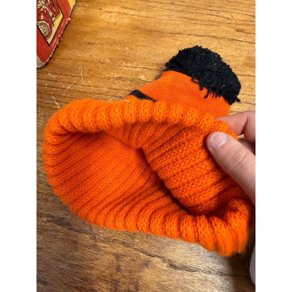 Pair Baltimore Orioles Winter Hats Pom Pom Orange White Black