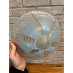 Vintage Art Deco Ceiling Light Fixture 3-Chain Blue Hobnail Glass Shade 10.25"