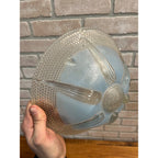 Vintage Art Deco Ceiling Light Fixture 3-Chain Blue Hobnail Glass Shade 10.25"