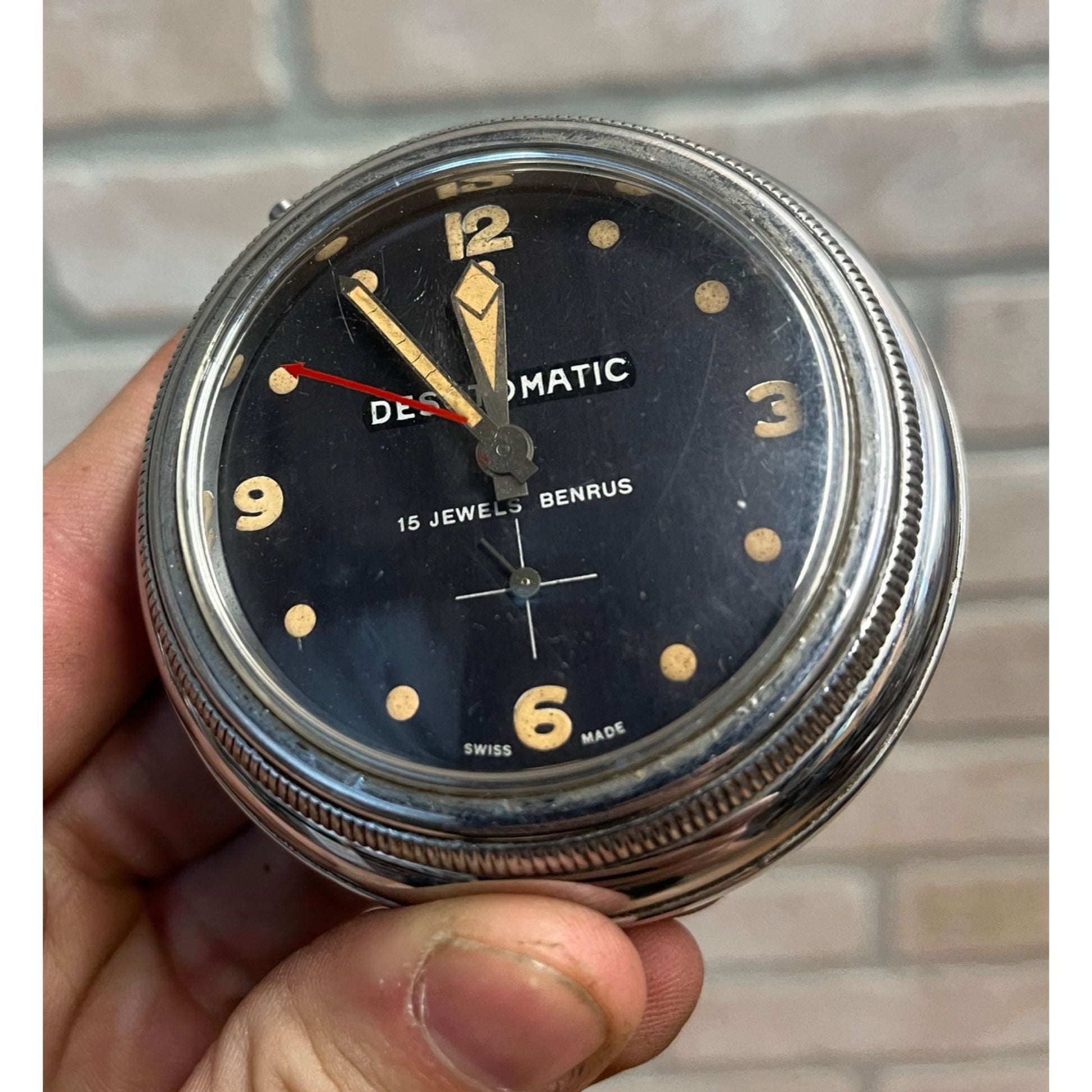 1950s Benrus DK 14 Desotomatic Steering Wheel Auto Car Clock Desoto Non-Working