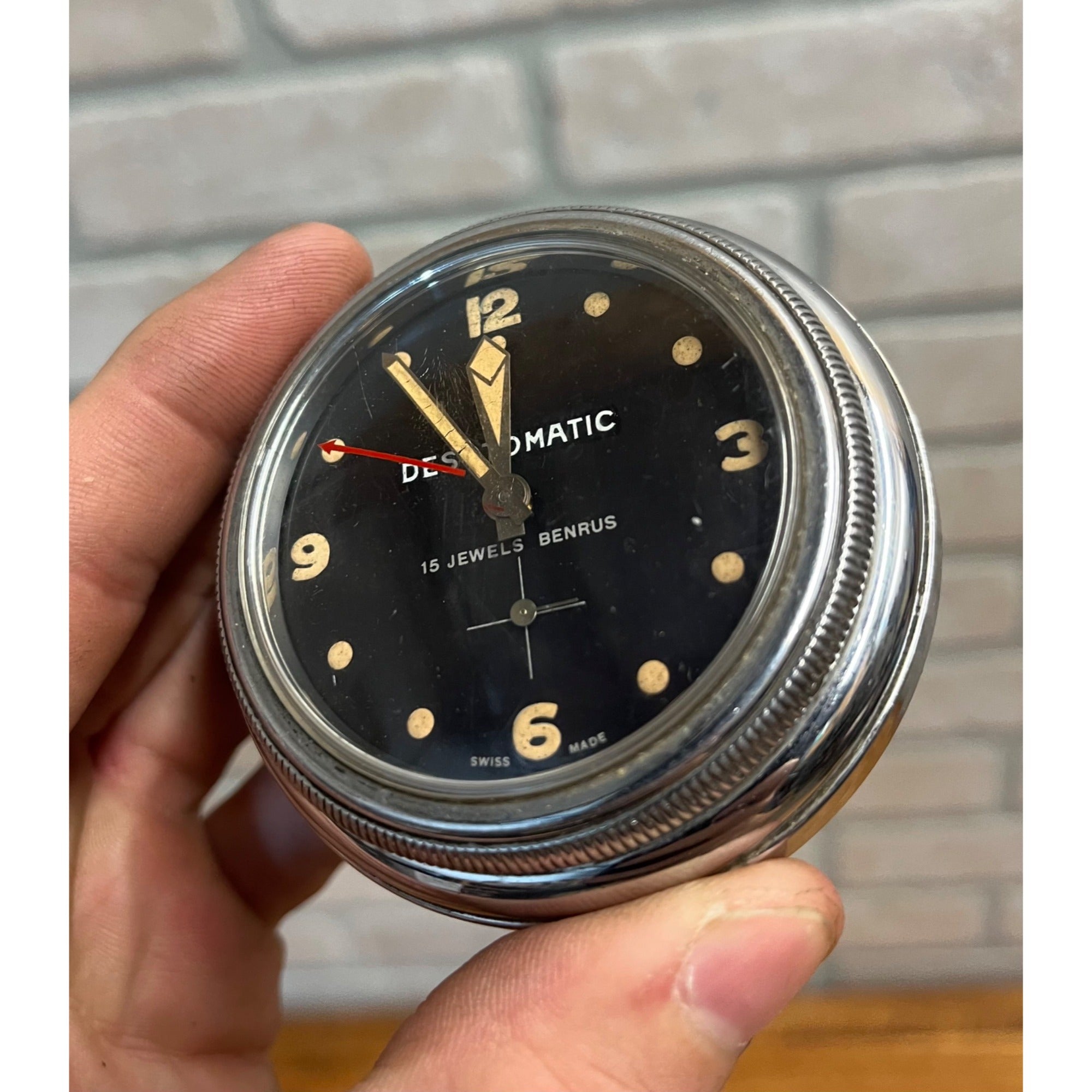 1950s Benrus DK 14 Desotomatic Steering Wheel Auto Car Clock Desoto Non-Working