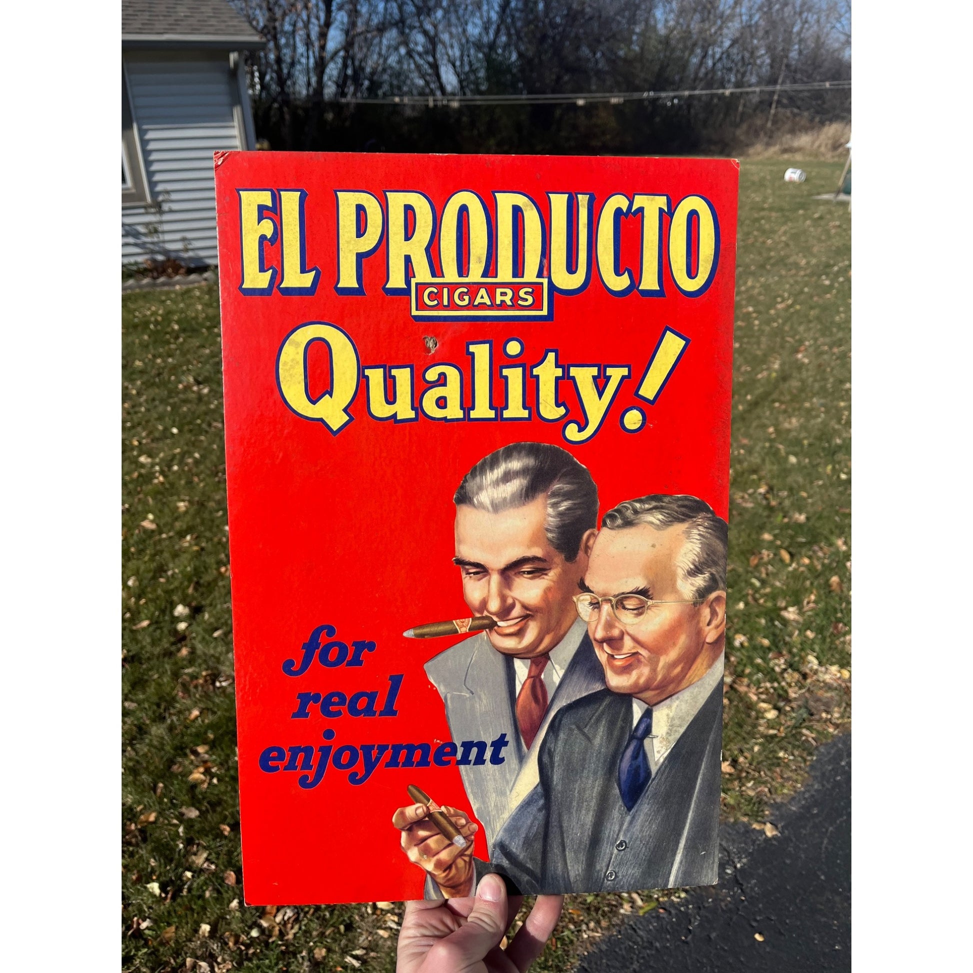 Vintage El Producto Cigars Cardboard Advertising Sign Easelback Store Display