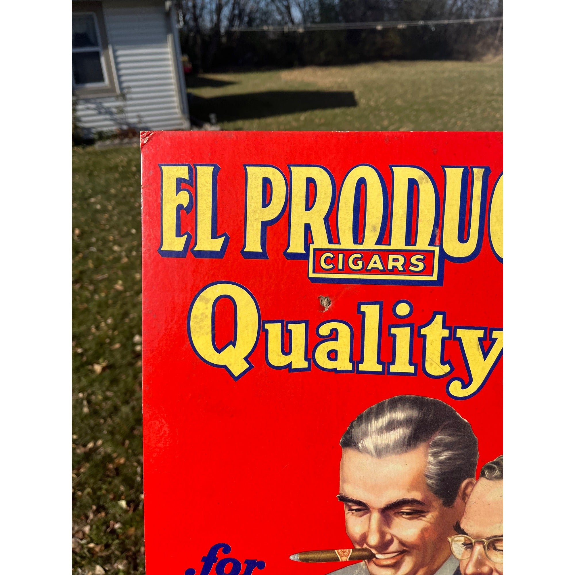 Vintage El Producto Cigars Cardboard Advertising Sign Easelback Store Display