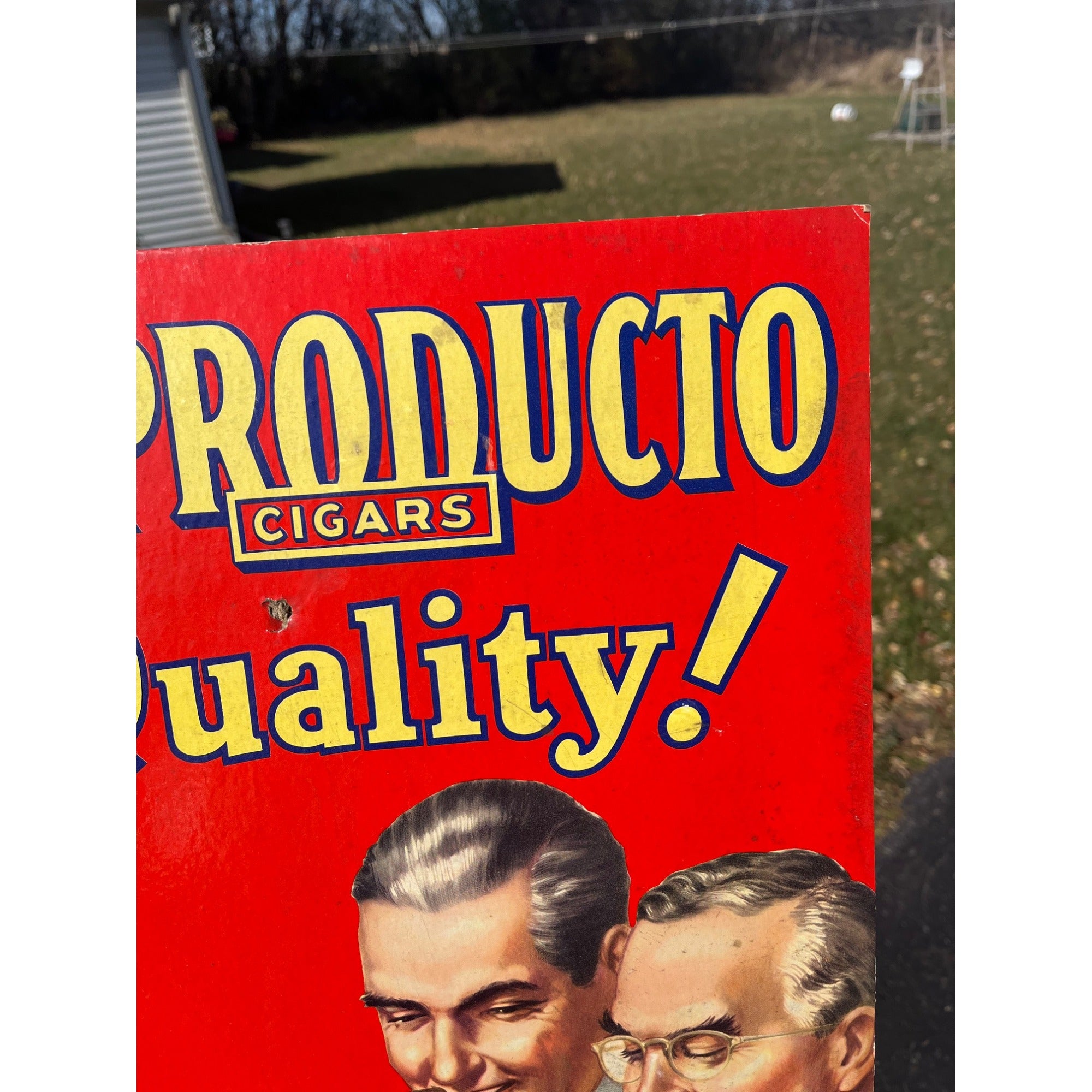 Vintage El Producto Cigars Cardboard Advertising Sign Easelback Store Display