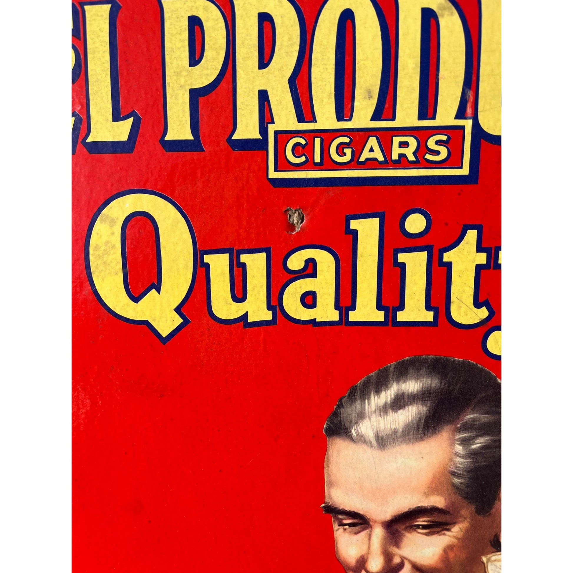 Vintage El Producto Cigars Cardboard Advertising Sign Easelback Store Display