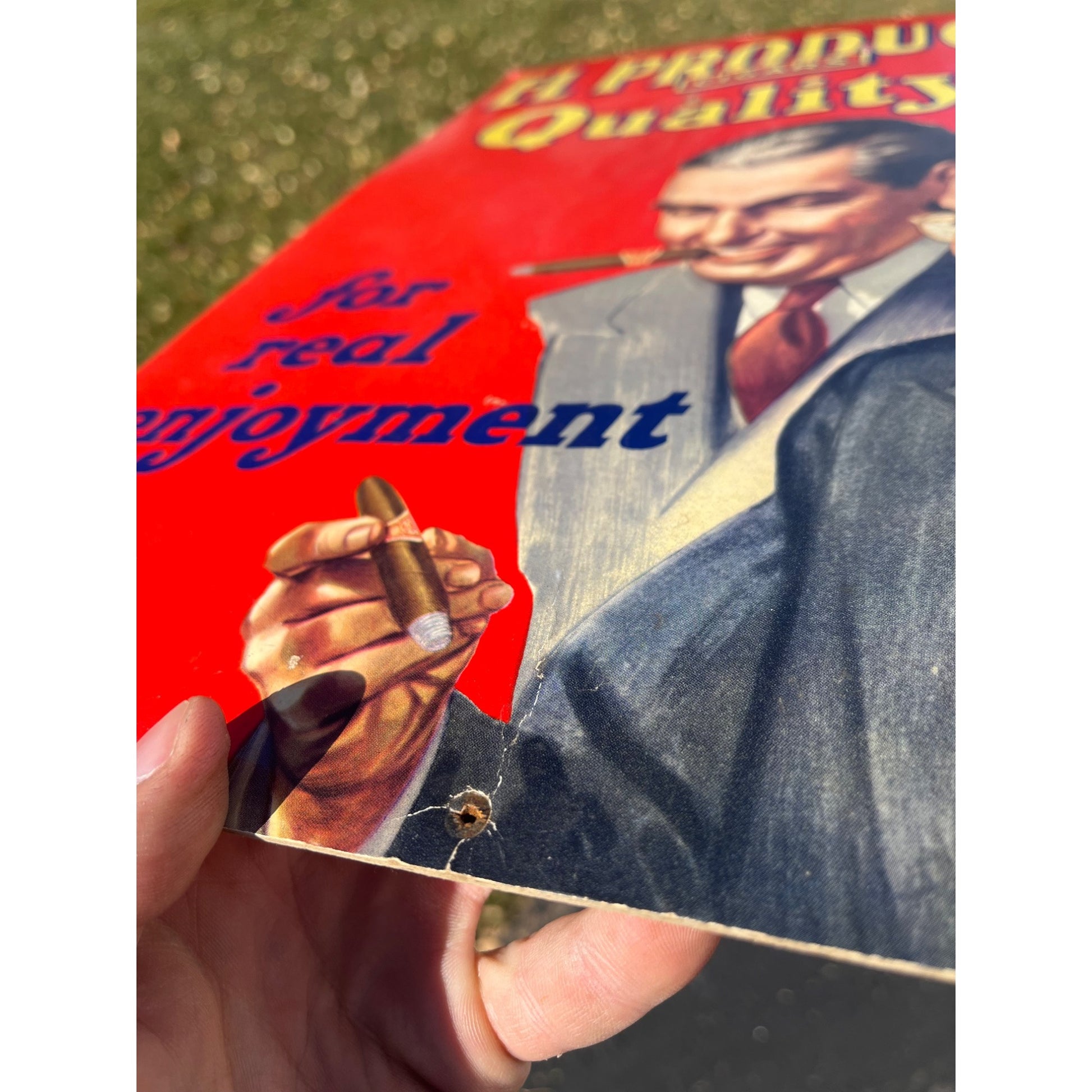 Vintage El Producto Cigars Cardboard Advertising Sign Easelback Store Display