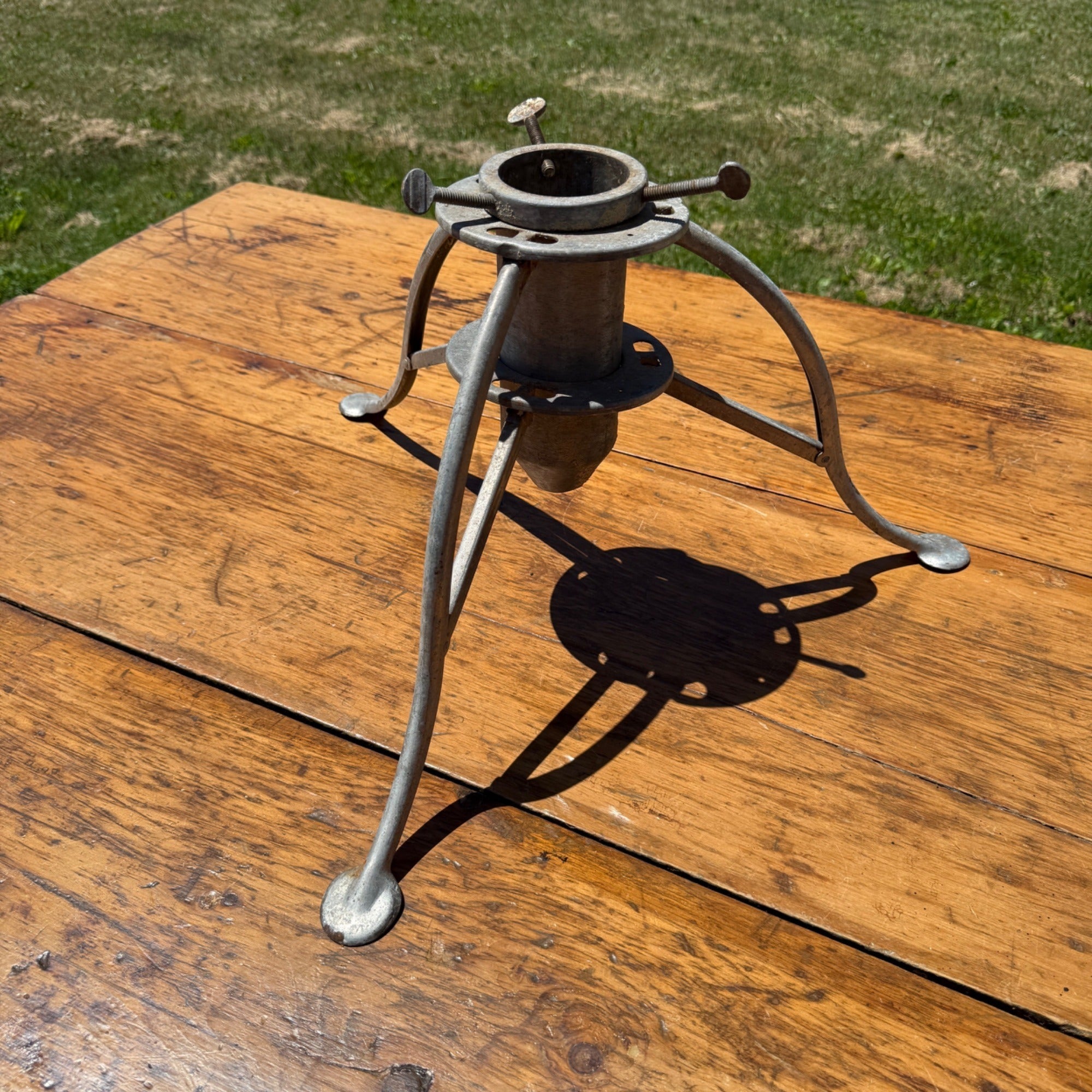Vtg Tri-Fold Metal Tree Stand Artificial Tripod Mid-Century Atomic Age Christmas