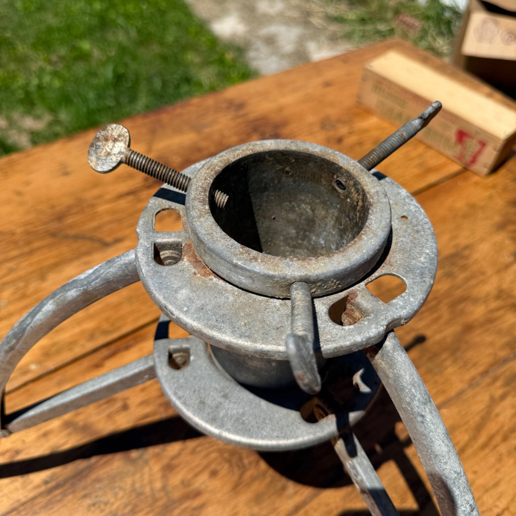 Vtg Tri-Fold Metal Tree Stand Artificial Tripod Mid-Century Atomic Age Christmas