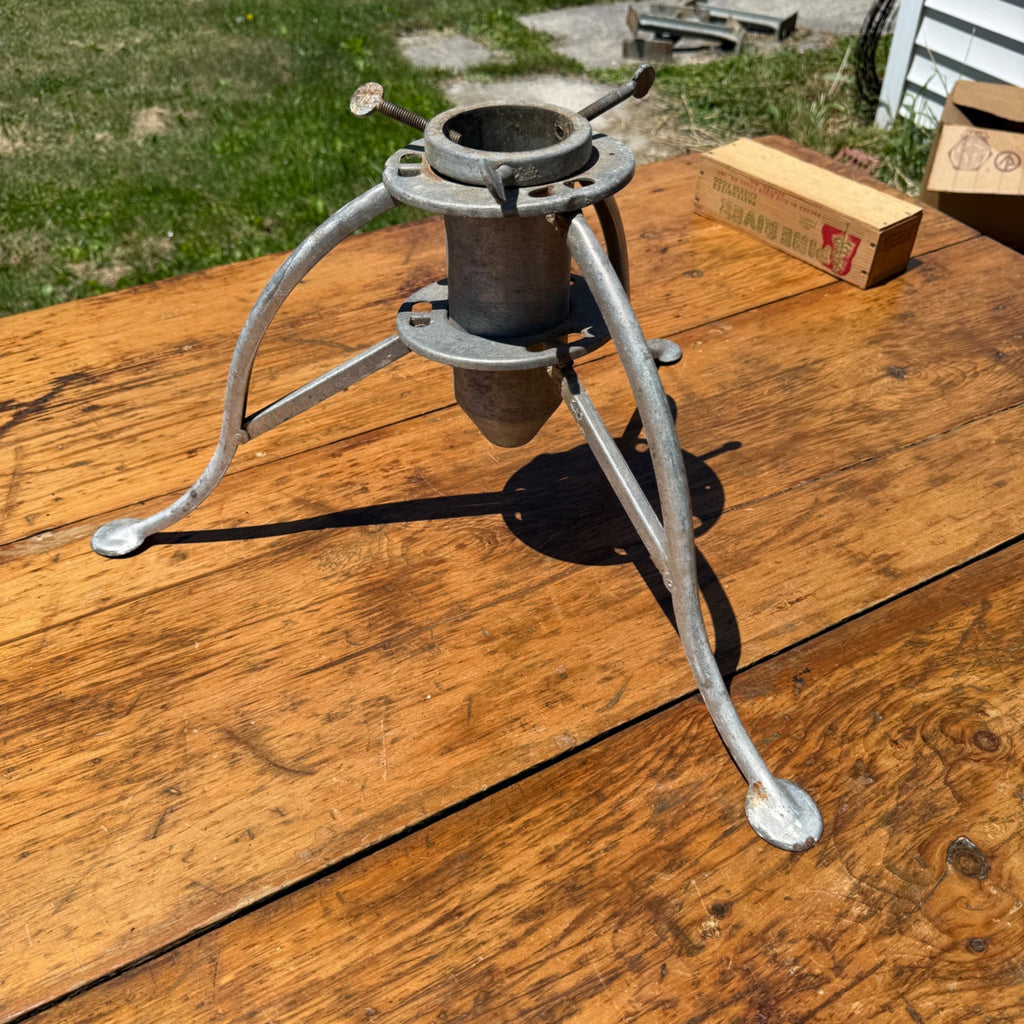 Vtg Tri-Fold Metal Tree Stand Artificial Tripod Mid-Century Atomic Age Christmas