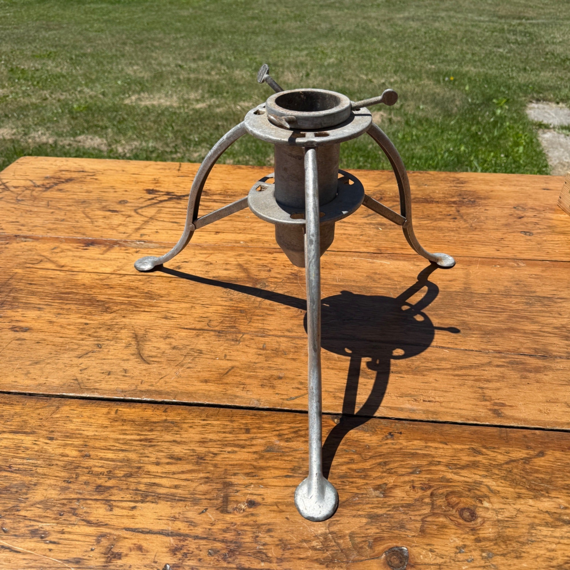 Vtg Tri-Fold Metal Tree Stand Artificial Tripod Mid-Century Atomic Age Christmas